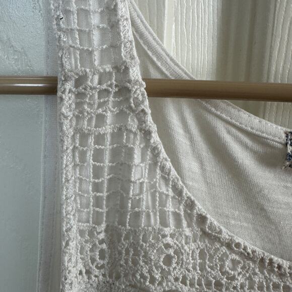 pink republic women’s ivory crochet lace tank top size m boho summer casual - Picture 4 of 9